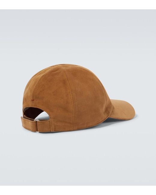 Loro Piana Brown Suede Baseball Cap for men