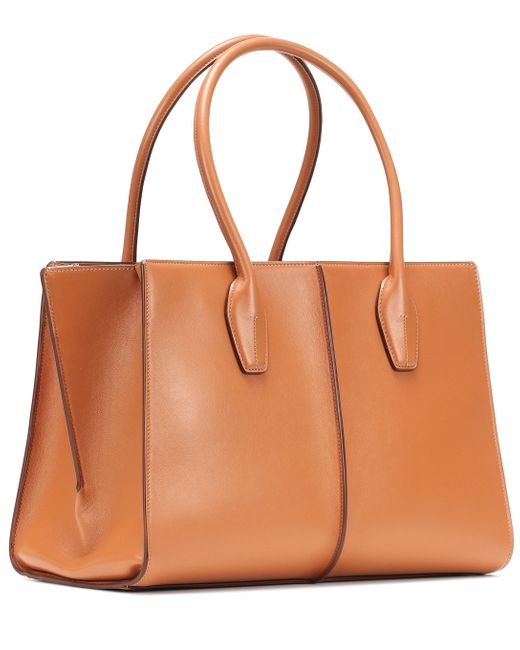 Tod's Holly Medium Leather Tote in Brown | Lyst Canada