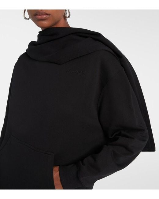 Courreges Black Asymmetric Cotton Jersey Sweatshirt