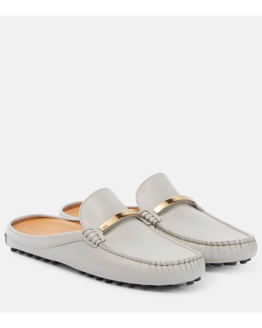 Tod's White Slippers Gommino Aus Leder