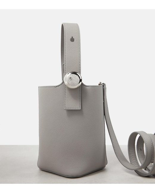 Loewe Gray Pebble Mini Leather Bucket Bag
