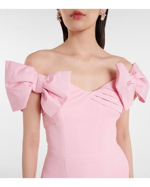 Rebecca Vallance Pink Isabella Bow-Detail Crepe Midi Dress