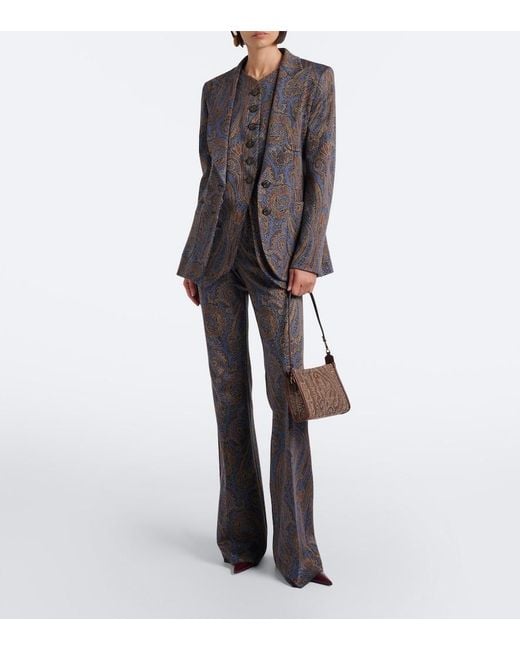Etro Brown Arnica Small Coated Canvas Top Handle Bag