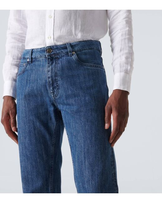 Etro Blue Low-rise Straight Jeans for men