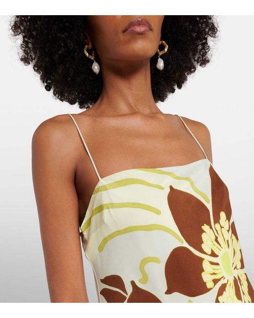 Sir Metallic Amaia Floral Silk Crepe Slip Dress