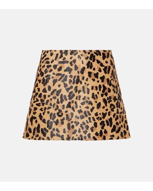 Mini-Jupe En Cuir A Motif Leopard Alaïa en coloris Natural