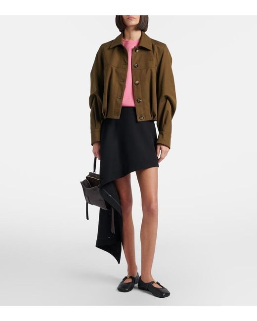 Loewe Black Draped Wool Miniskirt