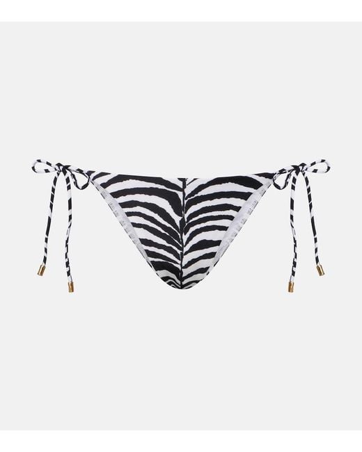 ViX Women's White Tie Side Zebra-Print Bikini Bottoms