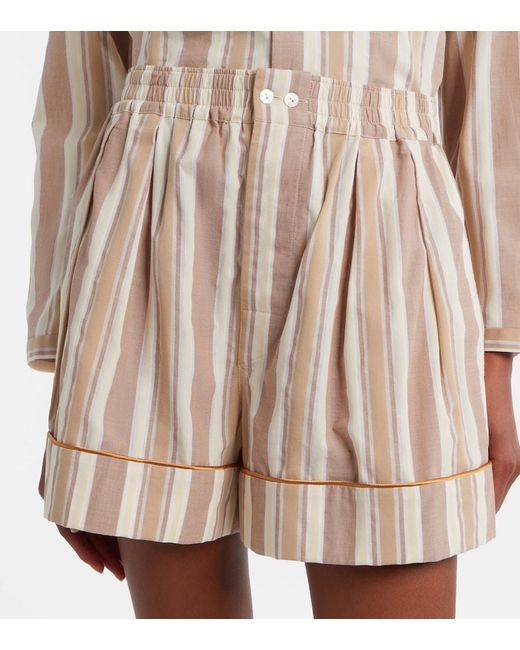 Saint Laurent Natural Striped Cotton Shorts