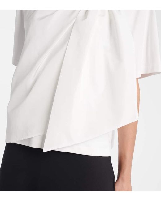 Max Mara White Colle Bow-Detail Cotton Jersey T-Shirt