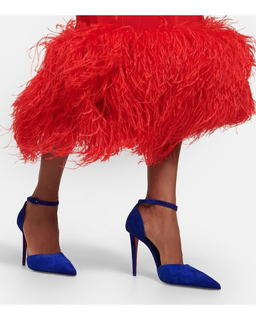 Christian Louboutin Blue Astrida Bride 100 Suede Pumps