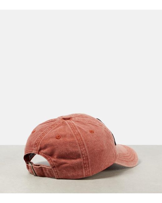 Cappello da baseball in cotone con logo di Acne in Red