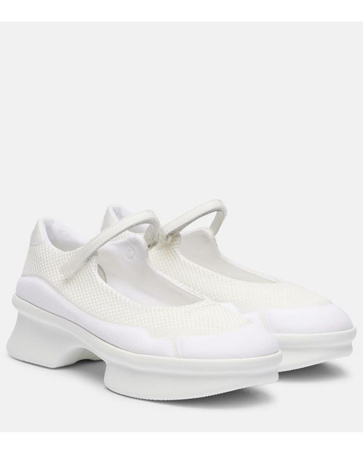 Prada Wavy Mesh Mary Jane Flats in White | Lyst