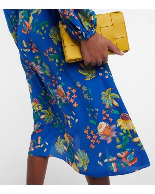 Diane von Furstenberg Blue Sydney Floral-print Crepe De Chine Midi Dress