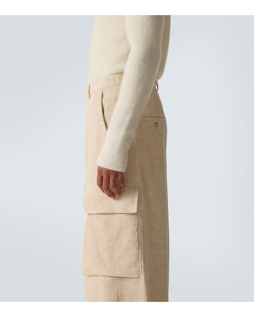Pantalones Cargo Firebanks De Algodon Y Lino Rick Owens de hombre de color Natural
