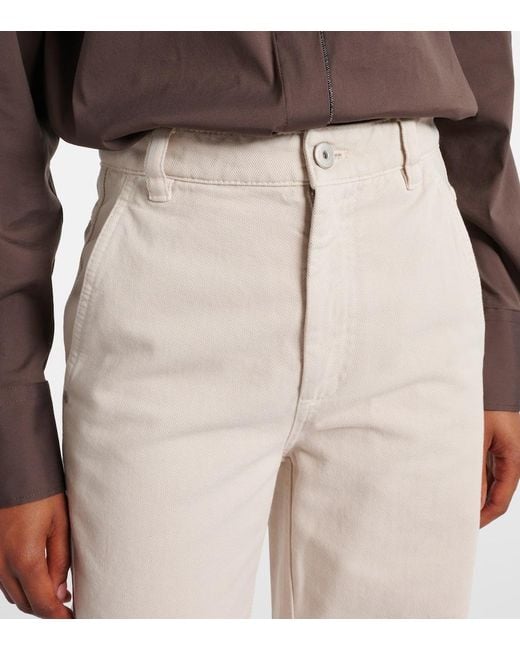 Brunello Cucinelli Natural High-Rise Straight Jeans