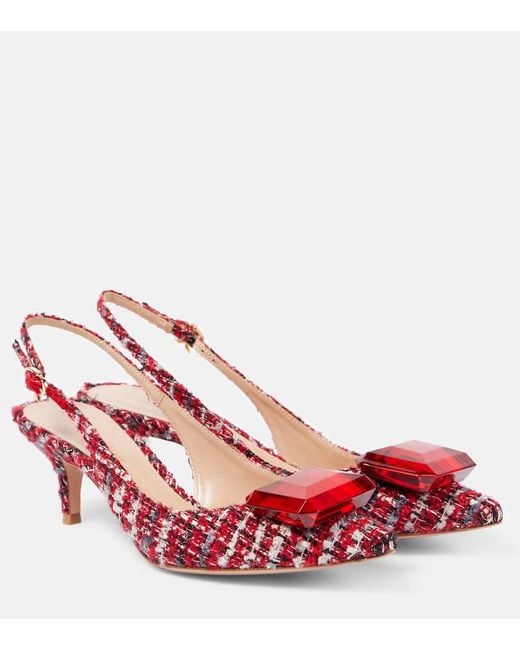Gianvito Rossi Red Jaipur Boucle Slingback Pumps