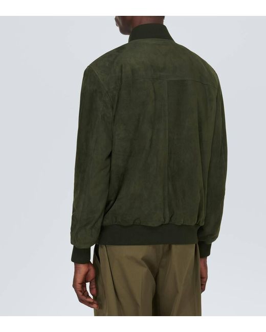 Loro Piana Bomberjacke Aus Veloursleder in Green für Herren