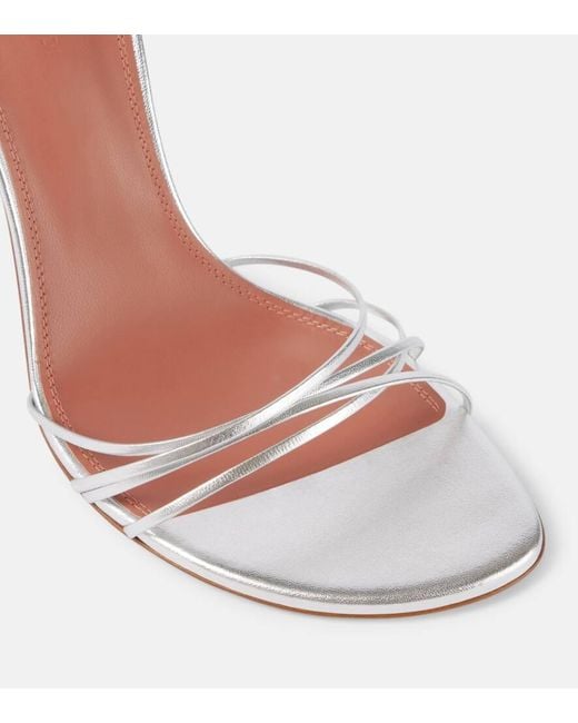 AMINA MUADDI White Lori 95 Metallic Leather Sandals