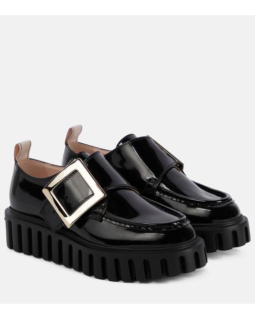 Roger Vivier Black Viv' Go-Thick Patent Leather Platform Loafers