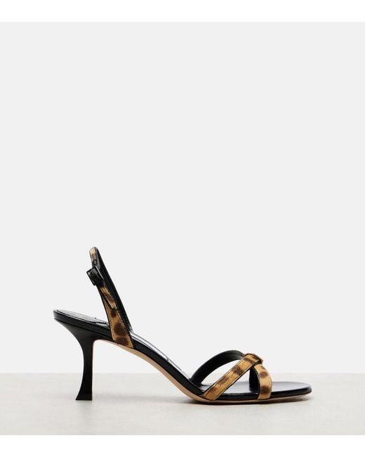 Jimmy Choo Metallic Elsy 70 Calf Hair-Trimmed Leather Sandals