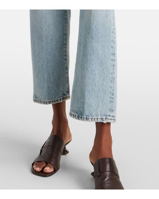 FRAME Blue The Vertical Crop High-Rise Straight Jeans