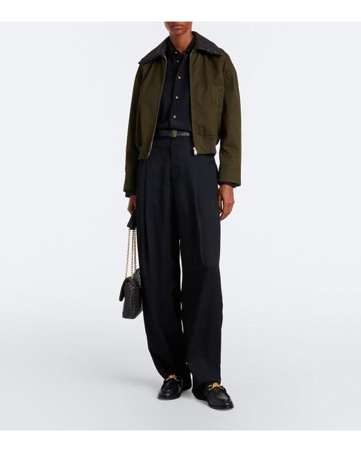 Bottega Veneta Green Intrecciato Cotton Blouson Jacket