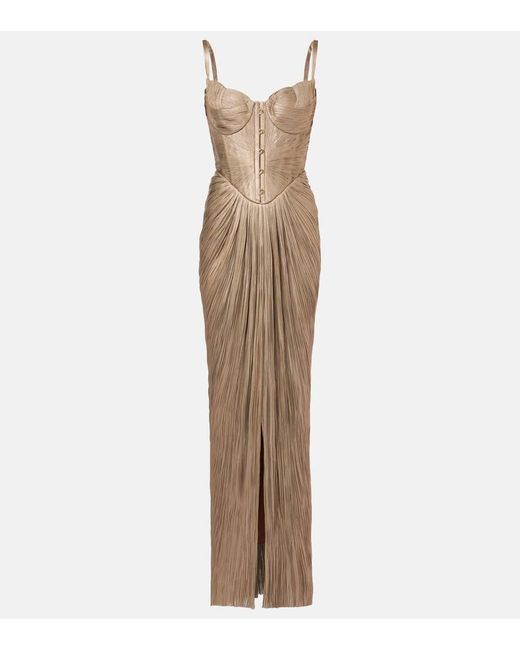 Maria Lucia Hohan Natural Noemie Gathered Bustier Gown