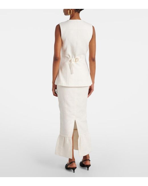 Posse White Matilda Ruffled Linen Vest