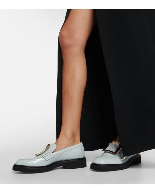 Roger Vivier White Viv' Rangers Patent Leather Loafers