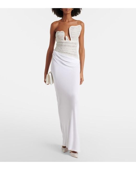Jimmy Choo White Aurelie Faux Pearl-Embellished Satin Pumps