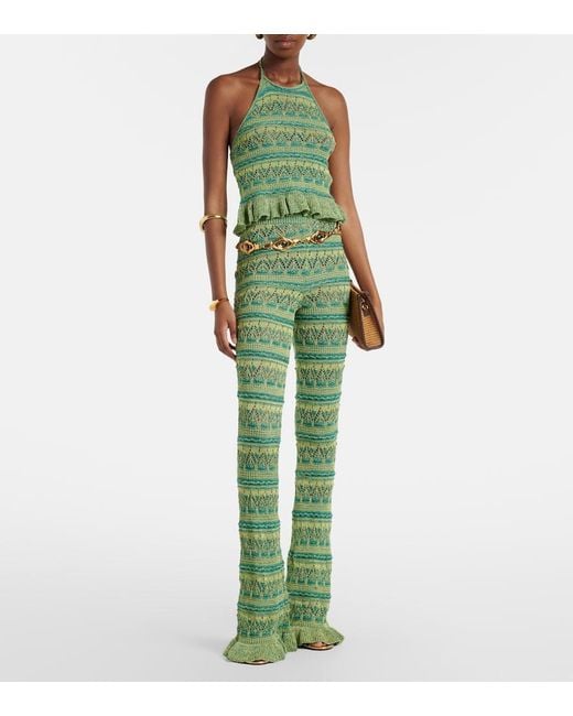 Etro Green Crochet Halterneck Cotton Top