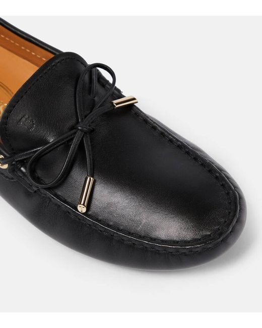 Tod's Black Gommino Bubble Leather Driving Shoes