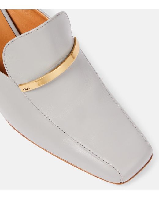 Tod's White Leather Mules