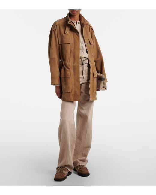 Brunello Cucinelli Brown Suede Field Jacket