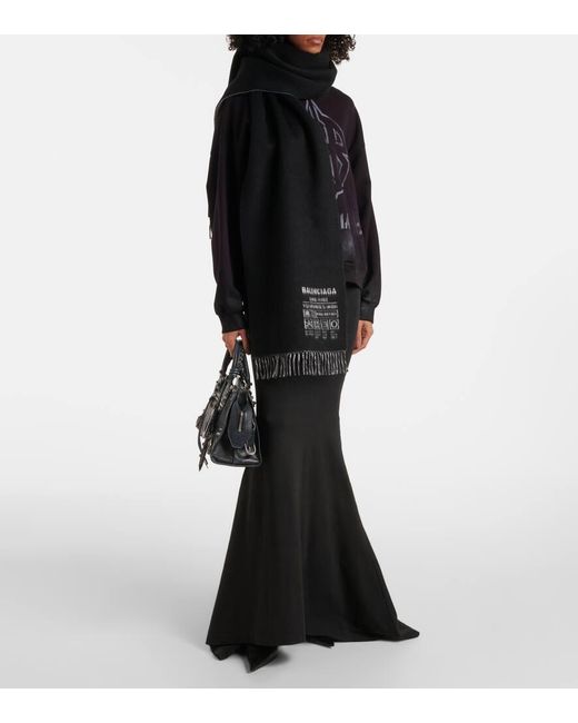 Balenciaga Black Schal Aus Kaschmir Und Wolle