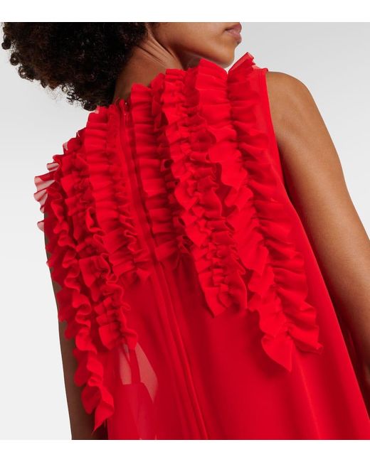 Noir Kei Ninomiya Red Jacquard Midi Dress
