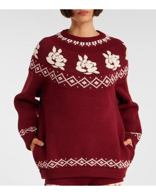 Magda Butrym Red Fair Isle Wool Sweater
