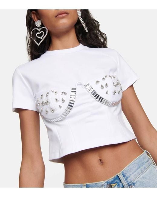 Camiseta De Jersey Con Logo Y Cristales Area de color White