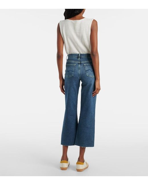 7 For All Mankind Blue Alexa High-Rise Cropped Straight Jeans