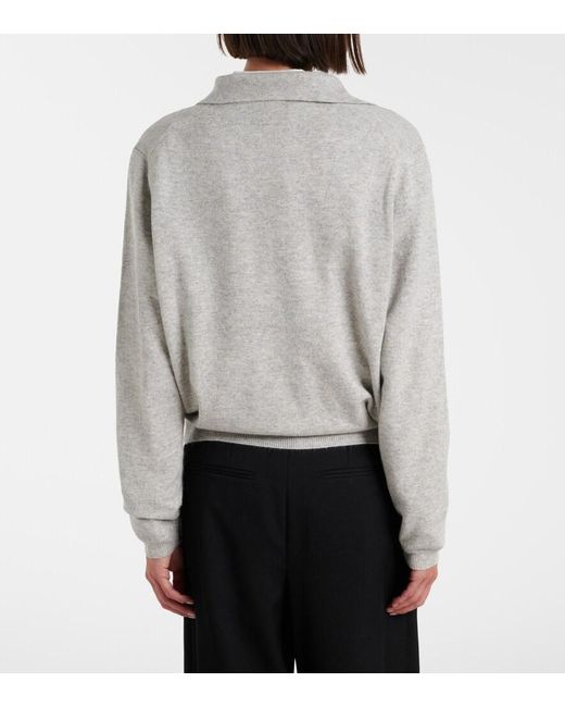 Jardin Des Orangers Gray Cotton And Cashmere Polo Sweater