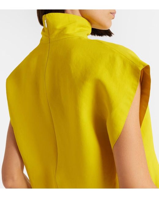 Alaïa Yellow Poplin Turtleneck Top