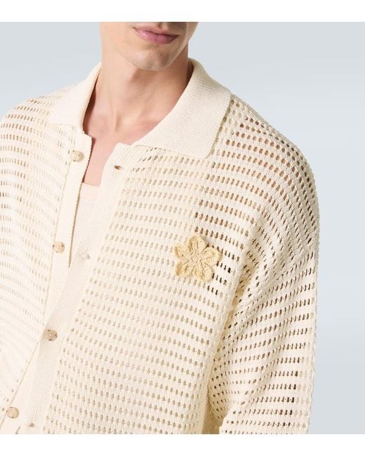 Commas Natural Crochet Floral-Applique Open-Knit Shirt for men
