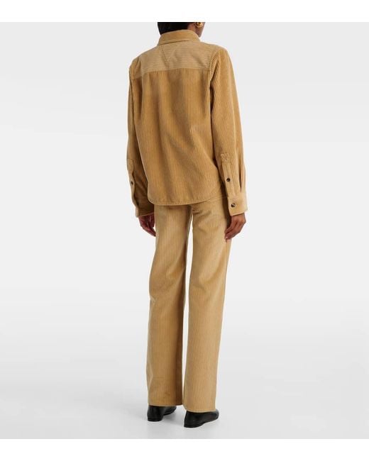 Bottega Veneta Brown Hemd Aus Baumwoll-Cord Mit Leder