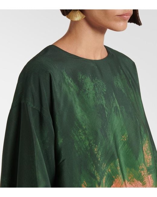 Dries Van Noten Green Ombre Silk-Blend Top
