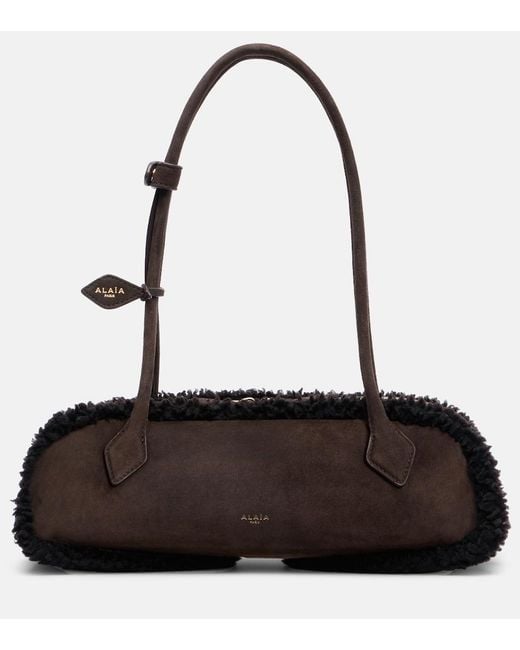 Alaïa Black Le Teckel Medium Suede Shoulder Bag