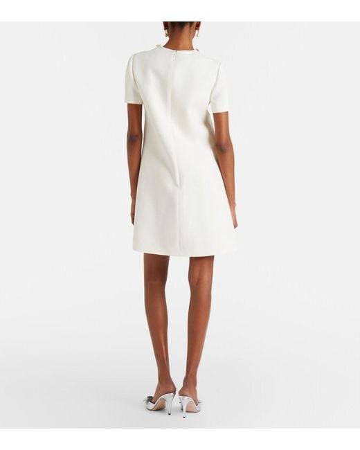 Valentino White Crepe Couture Bow-Detail Embellished Minidress