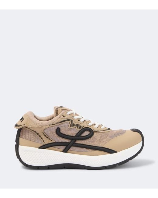 Loewe Natural Pogo Suede-Trimmed Sneakers for men