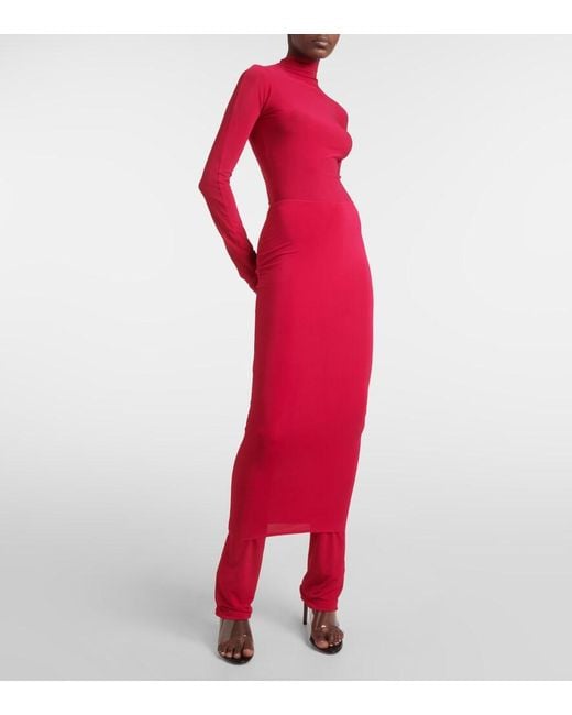 Alaïa Red Turtleneck Jersey Bodysuit
