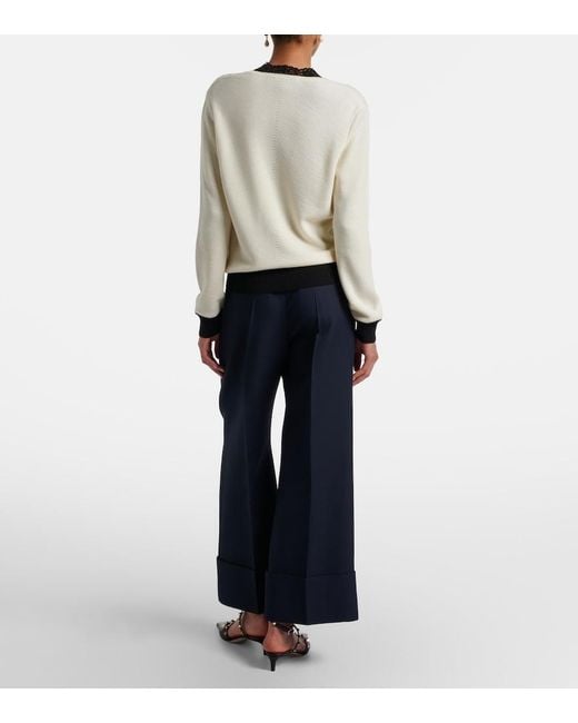 Valentino Blue Vgold Crepe Couture Wide-Leg Pants